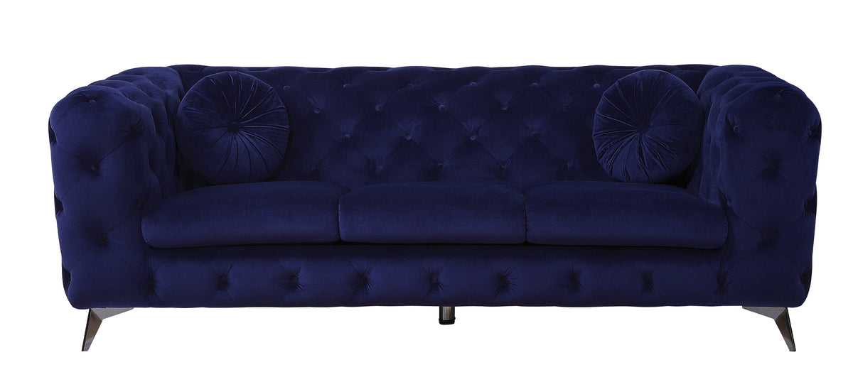 Atronia Classic Blue Velvet Button Tufted Sofa