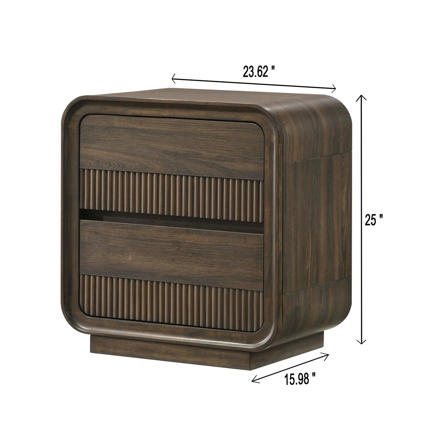 Flair rounded nightstand with 2 drawers and ribbed brown front by Unique Piece Furniture on Tampa Home & Garden Store