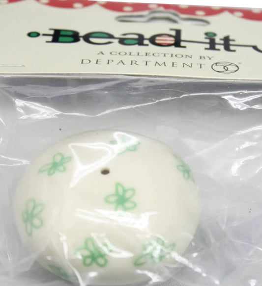 Bead It Bead Body White With Green Swirl ornament by The Country Christmas Loft on Tampa Home & Garden Store