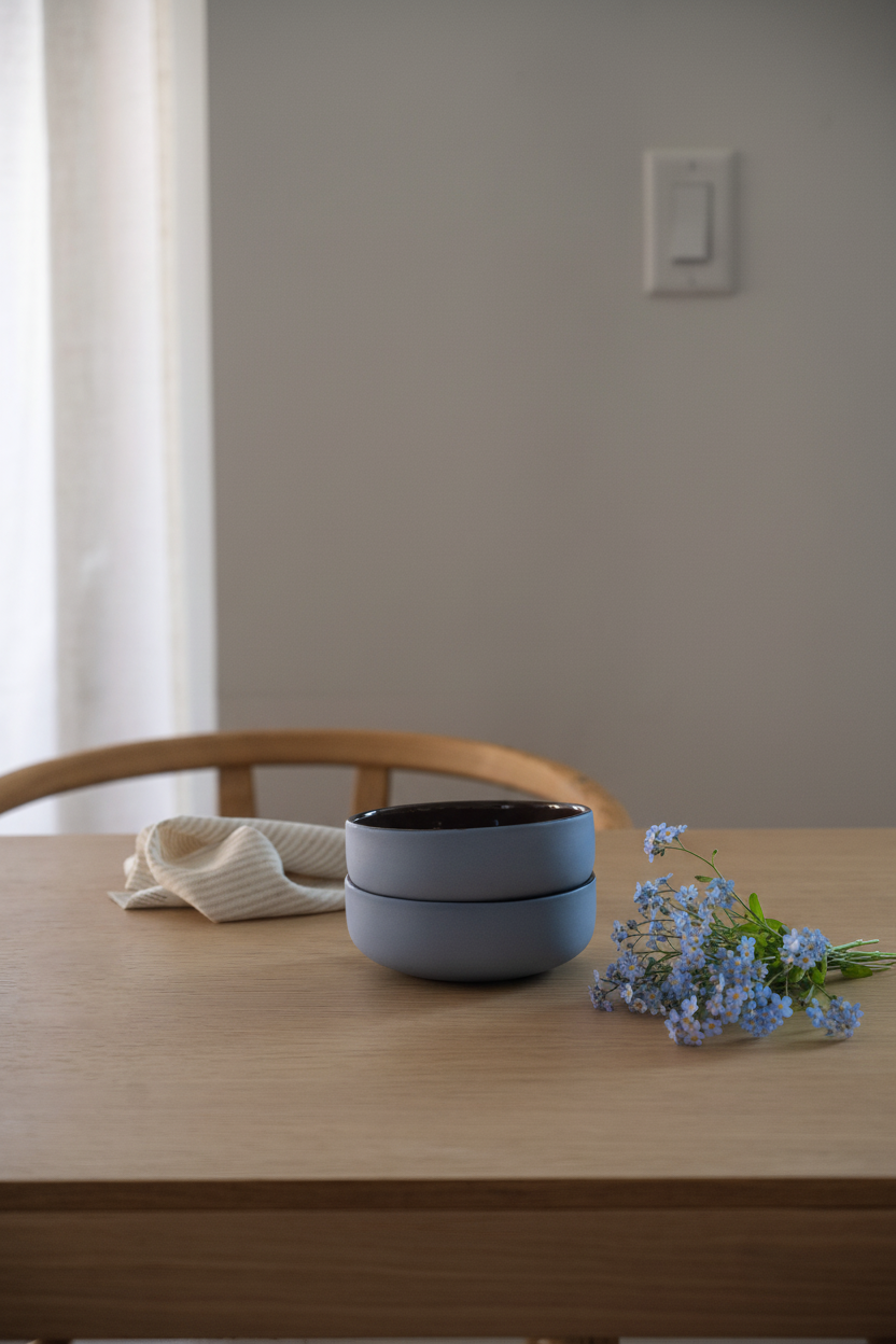 Handmade Porcelain Bowl and Forget Me Not Brown
