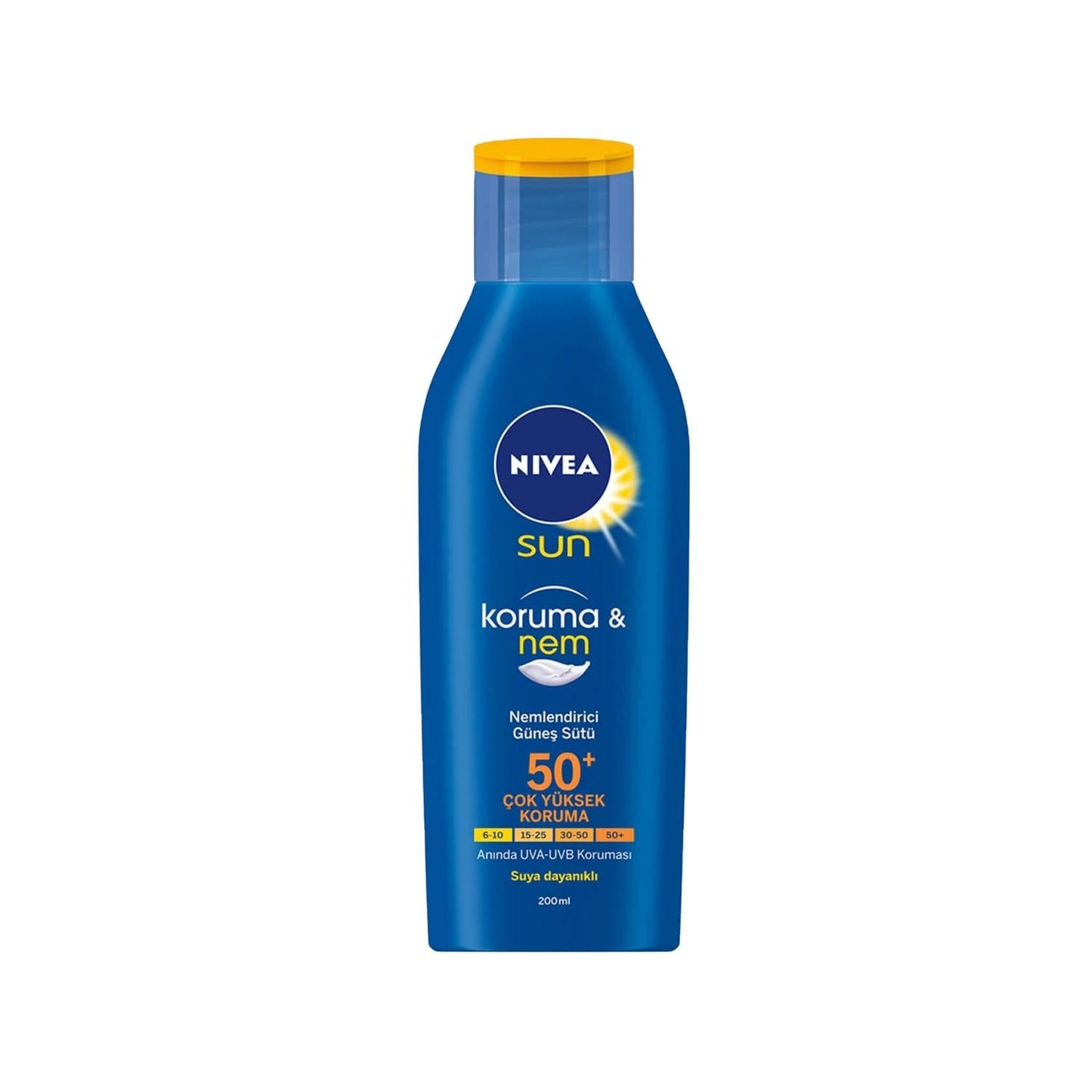 NIVEA Sun SPF50+ sunscreen lotion blue bottle with yellow cap 200ml by Beauty Care Bag on Tampa Home & Garden Store