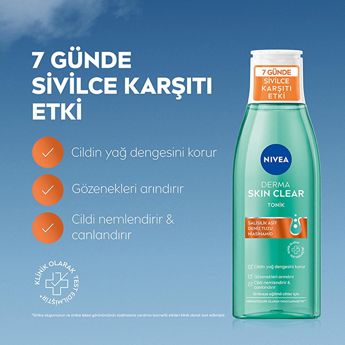 NIVEA Derma Skin Clear toner bottle with turquoise container and blue logo and orange promo label on Tampa Home & Garden Store