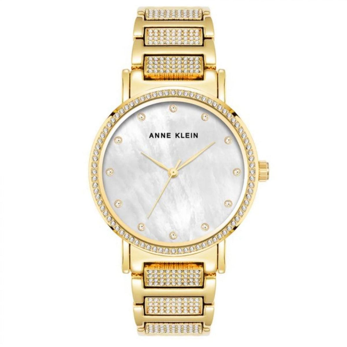 Anne Klein women's classic gold-tone watch with mother-of-pearl dial and crystal bezel on Tampa Home & Garden Store