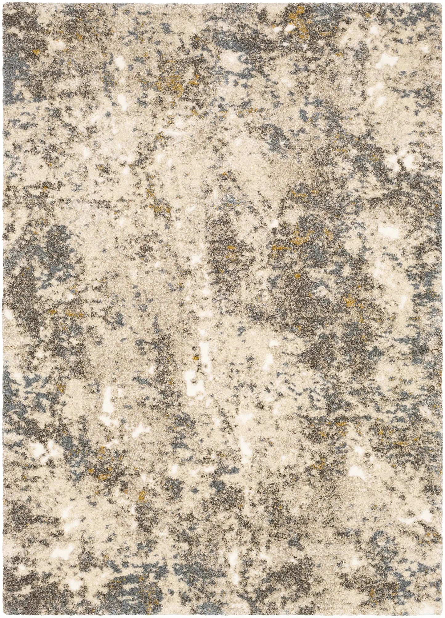 Alabaster Abstract Thick Luxe Contemporary Rug by Boutique Rugs in ivory-gray with gold accents on Tampa Home & Garden Store