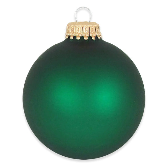 Glass Christmas ornament green with a gold cap and metal hanger on Tampa Home & Garden Store