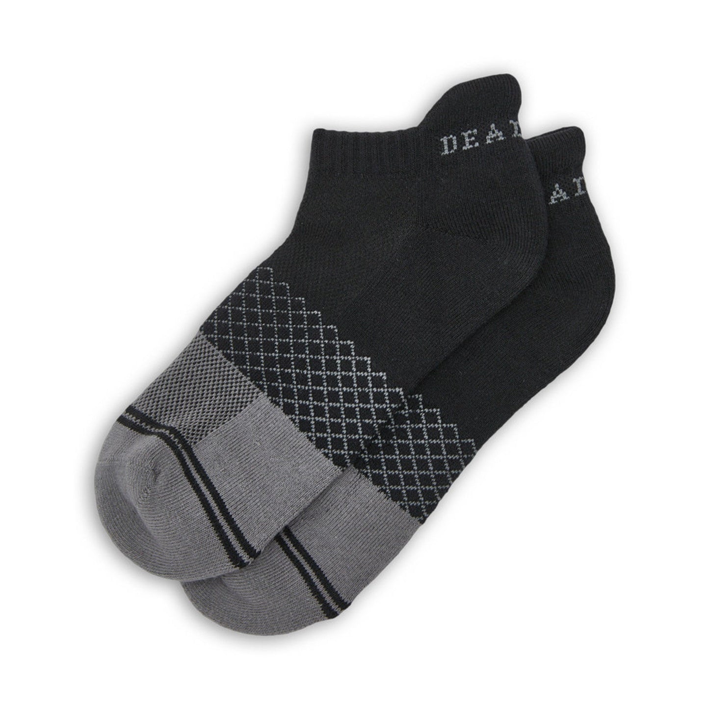 Ankle socks DeadSoxy black 3-pack with gray diamond pattern on Tampa Home & Garden Store