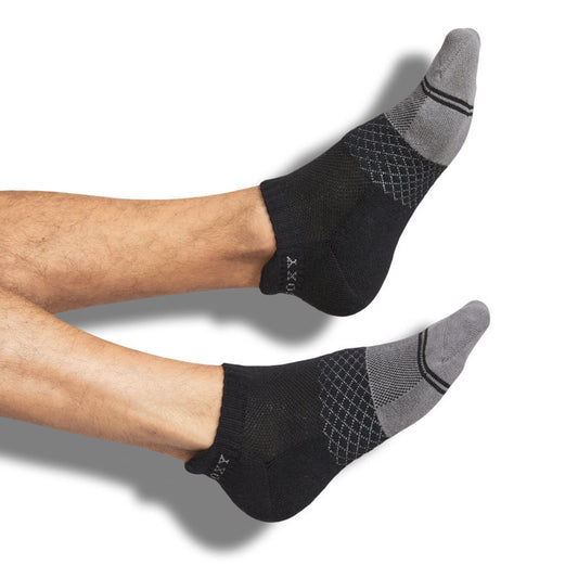 Ankle Socks DeadSoxy Black 3-Pack with gray toe and diamond lattice pattern on Tampa Home & Garden Store