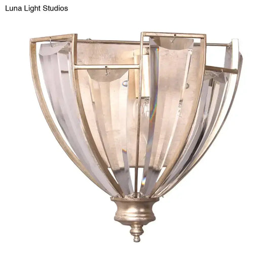 Vintage silver curved wall sconce with crystal panels Decorbites on Tampa Home & Garden Store