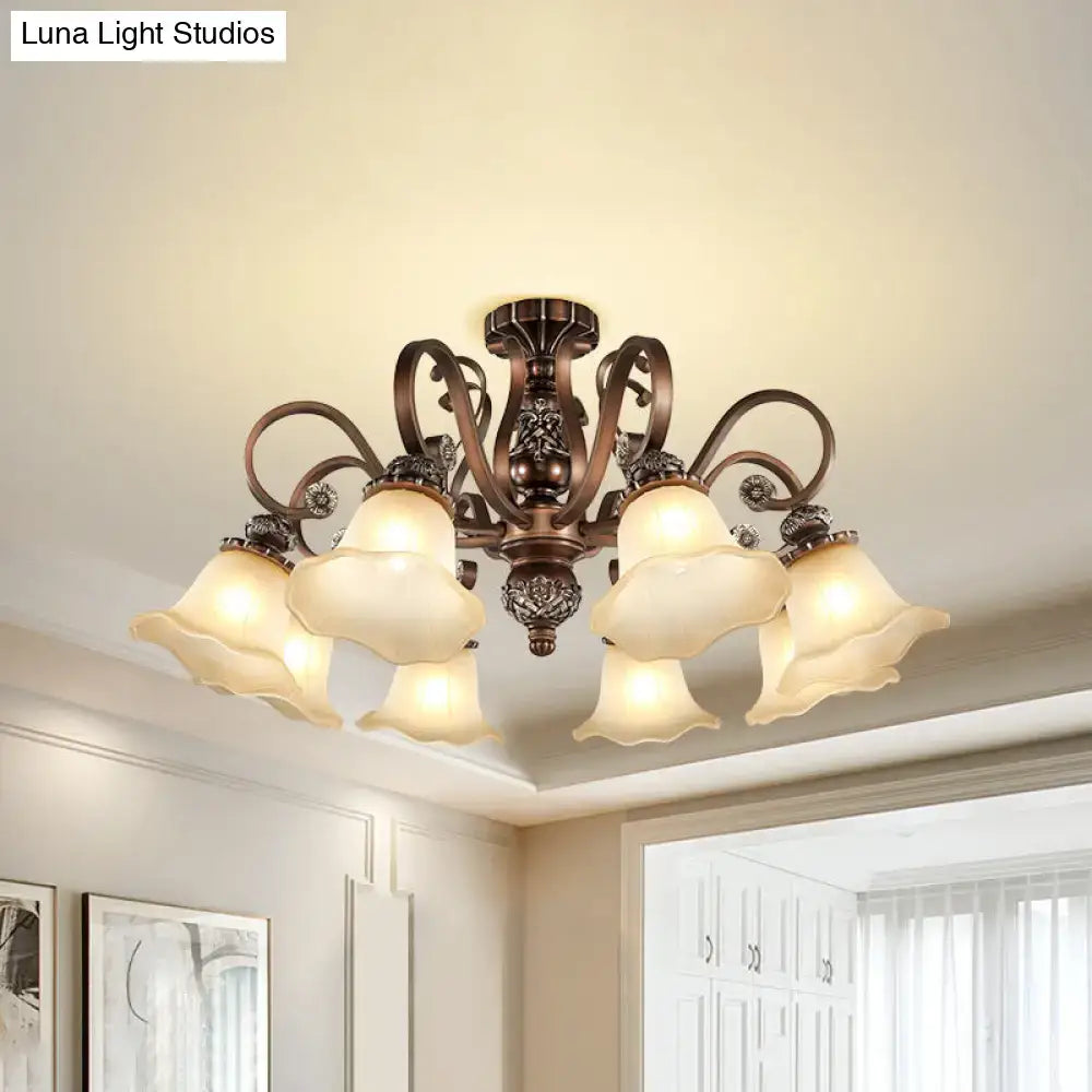 Bronze opal glass ceiling light flush mount with six bell shades by Decorbites on Tampa Home & Garden Store