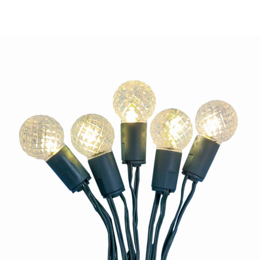 Guirlande lumineuse féérique à 20 ampoules blanc chaud à piles, avec fil vert