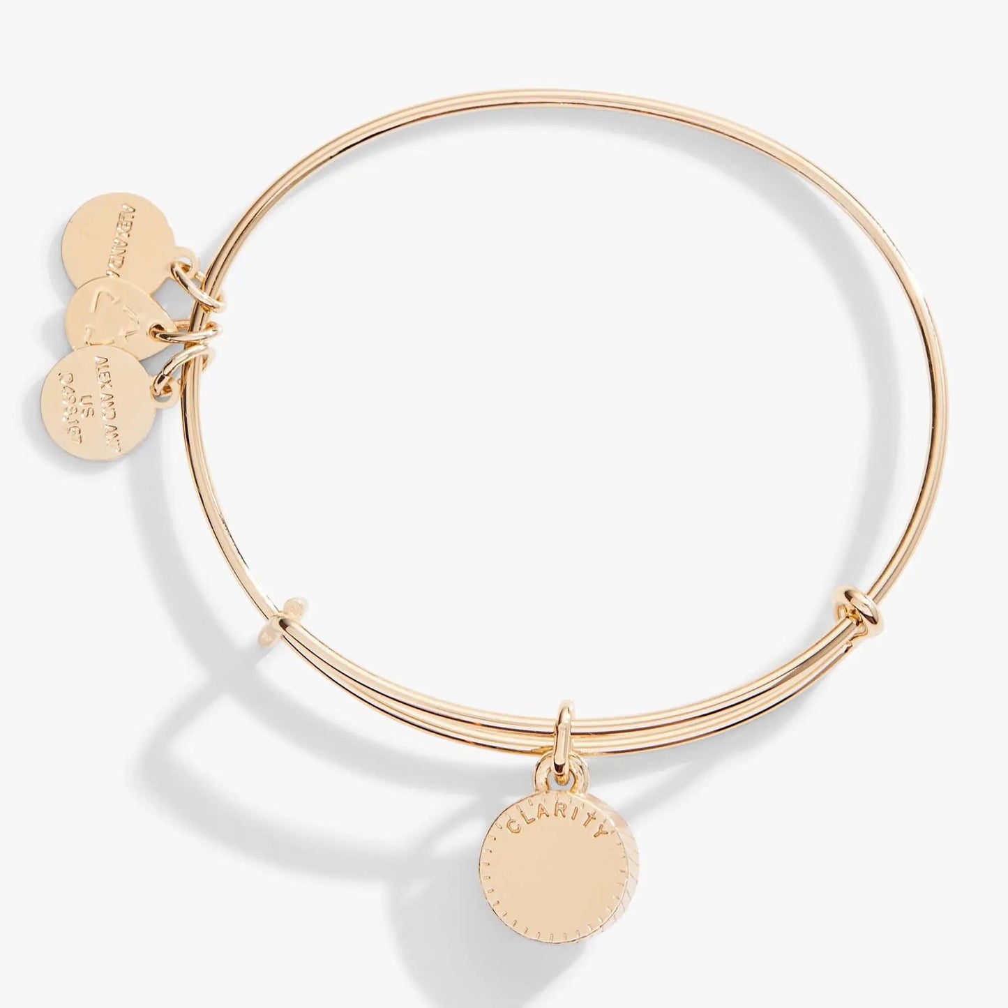 Alex and Ani April Clear Crystal Birthstone Charm Bangle rose gold-tone with disc charms on Tampa Home & Garden Store