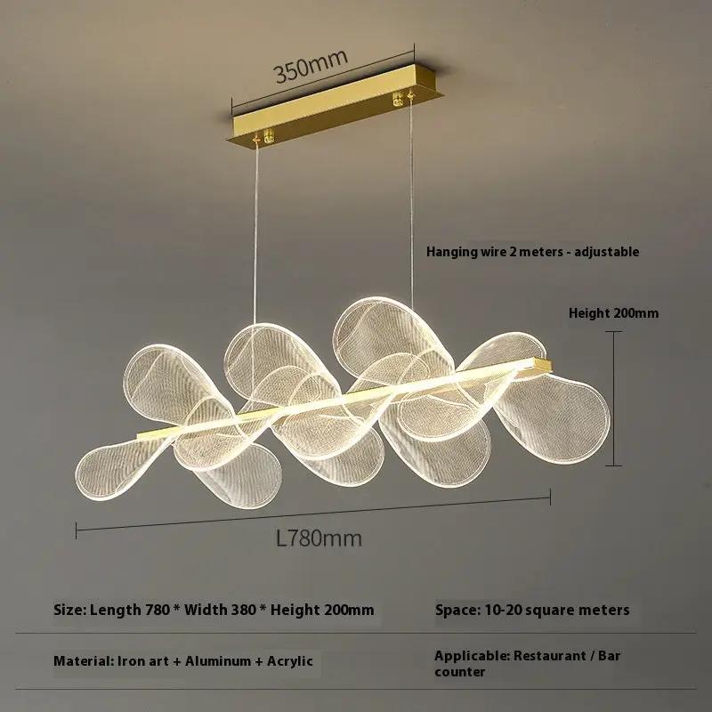 Art Chandelier Decorbites acrylic two-wire light with gold bar and mesh petal shades on Tampa Home & Garden Store