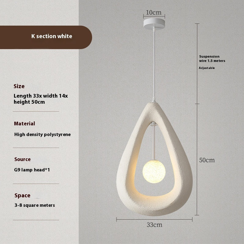 Art Restaurant Chandelier Decorbites white pendant with inner orb 33x50cm 1.5m wire on Tampa Home & Garden Store