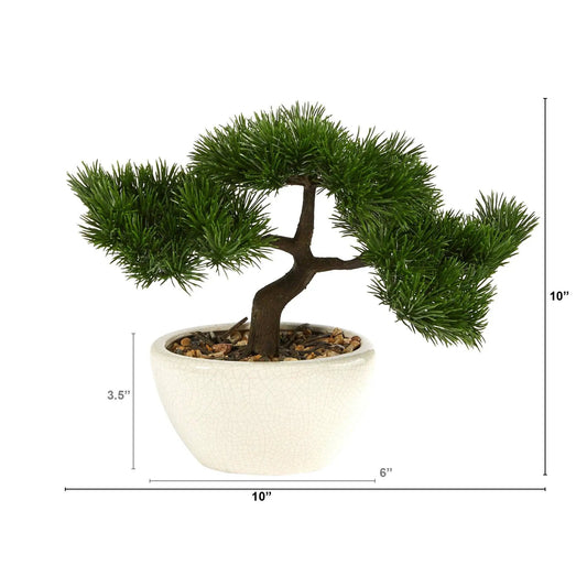 10” Cedar Bonsai Artificial Tree in Decorative Planter - Tampa Home & Garden Store