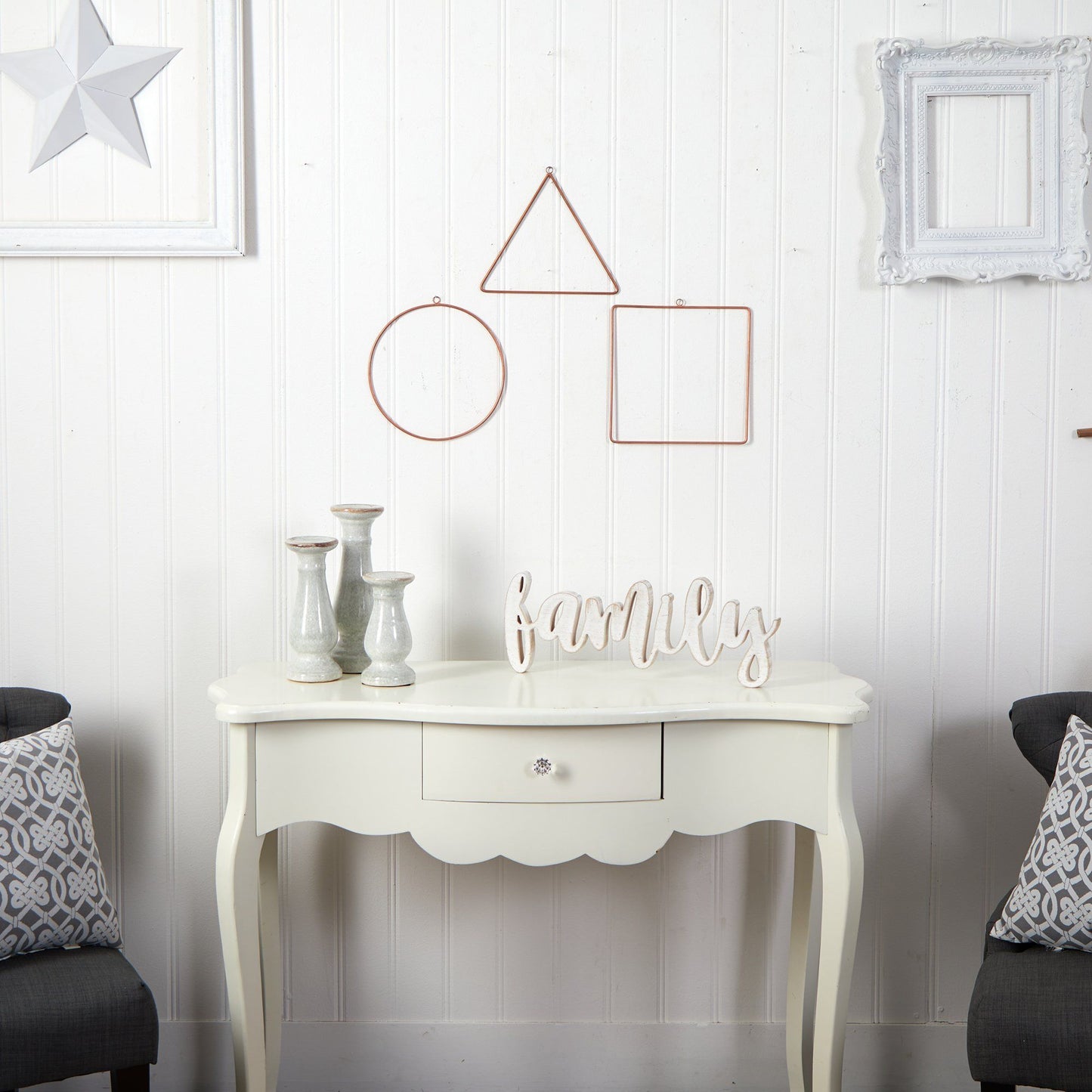 Décoration murale géométrique en métal de 25 cm (lot de 3)