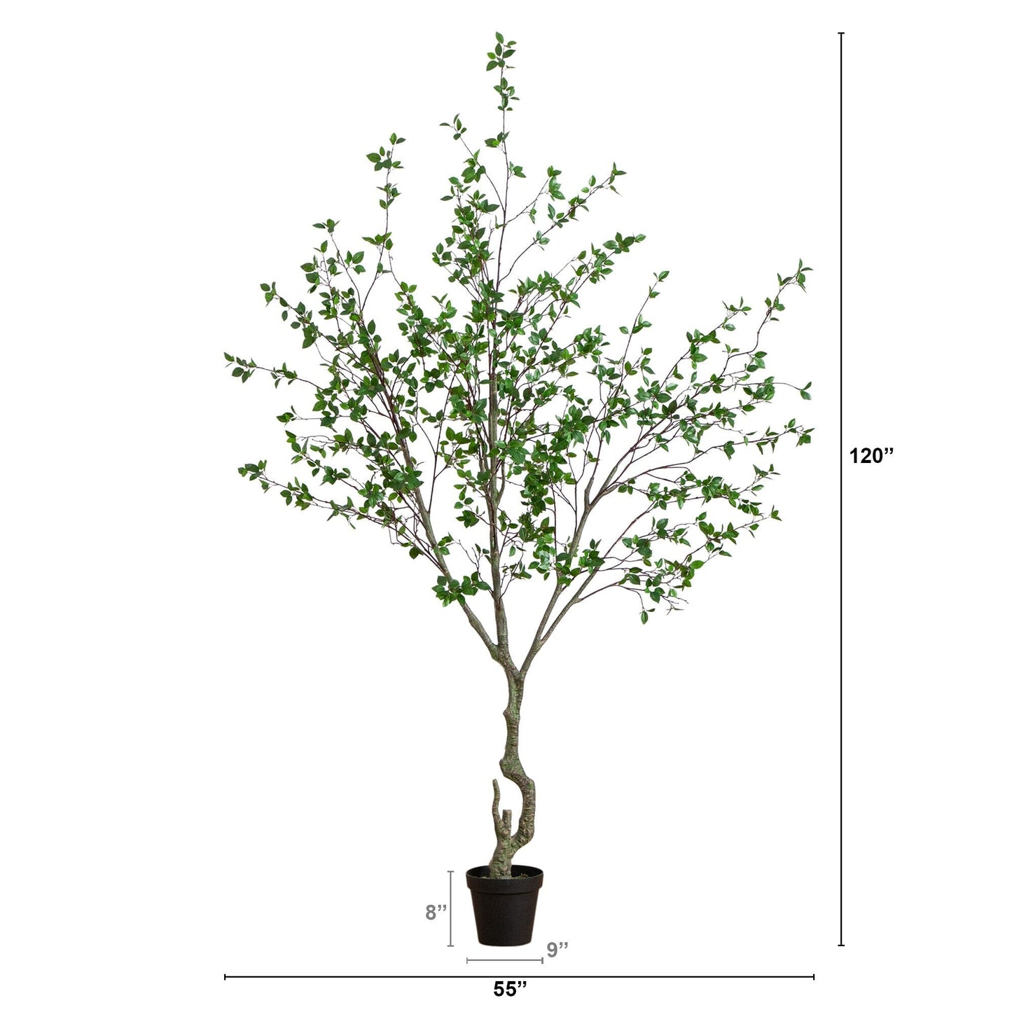 10' Minimalist Citrus Artificial Tree by Nearly Natural in a planter with green leaves on Tampa Home & Garden Store