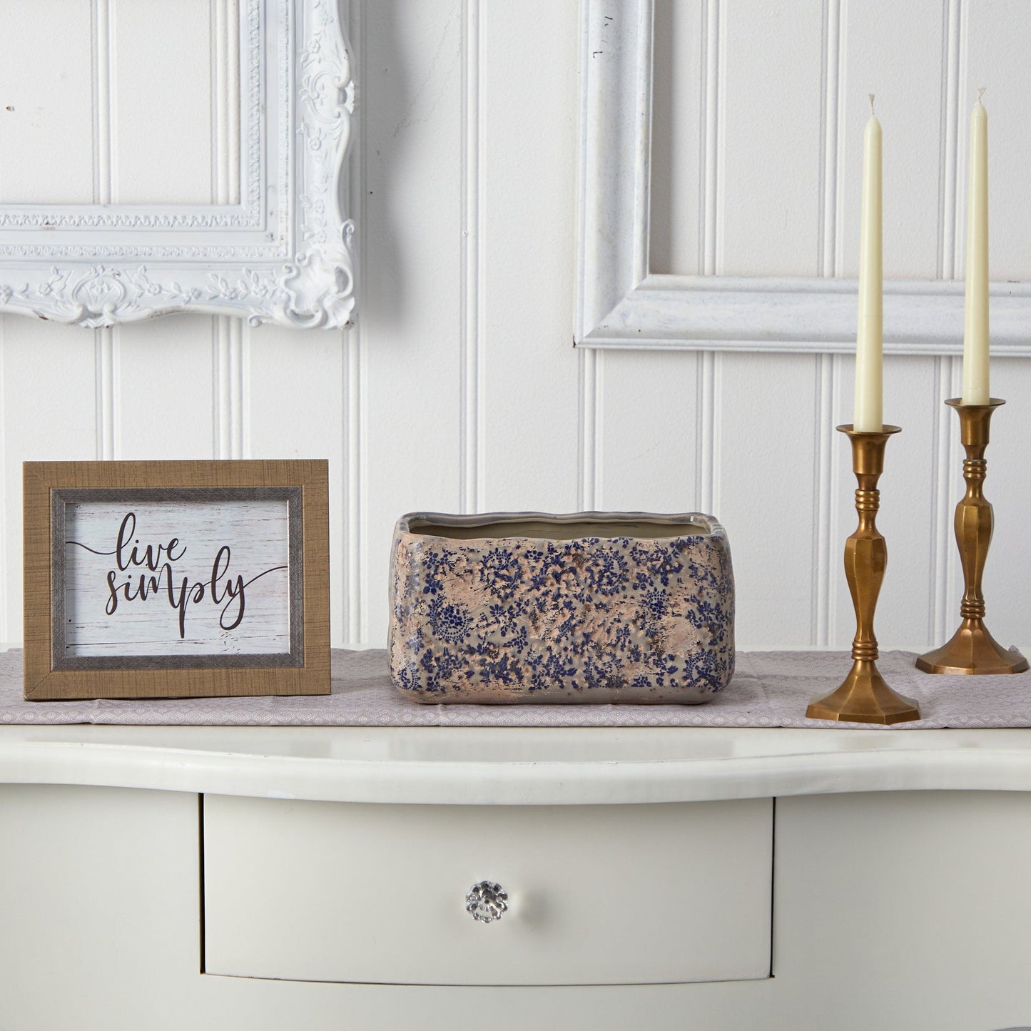 Maceta rectangular de cerámica toscana de 10"