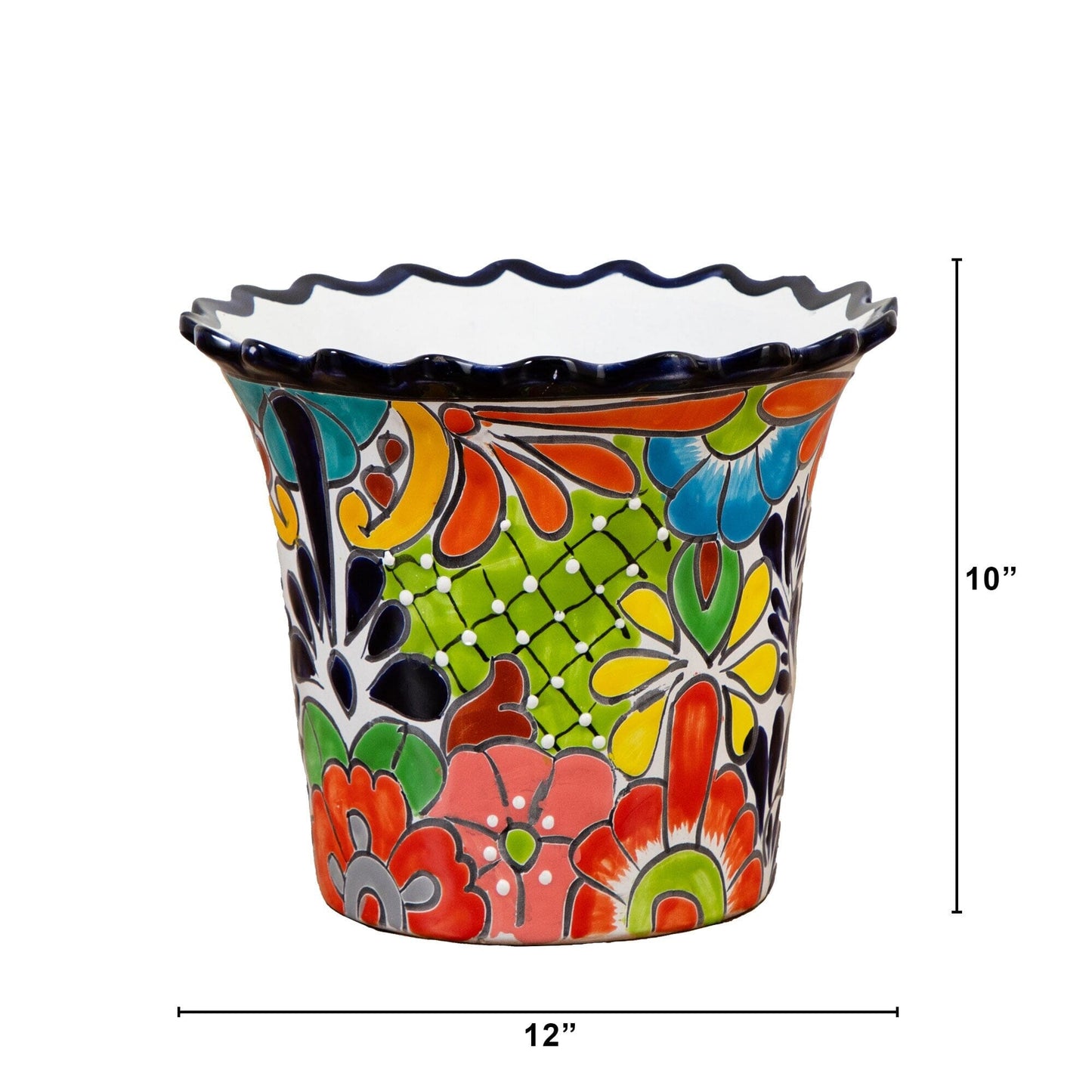 Mexican Talavera Planter Hand Painted Ceramic Pot