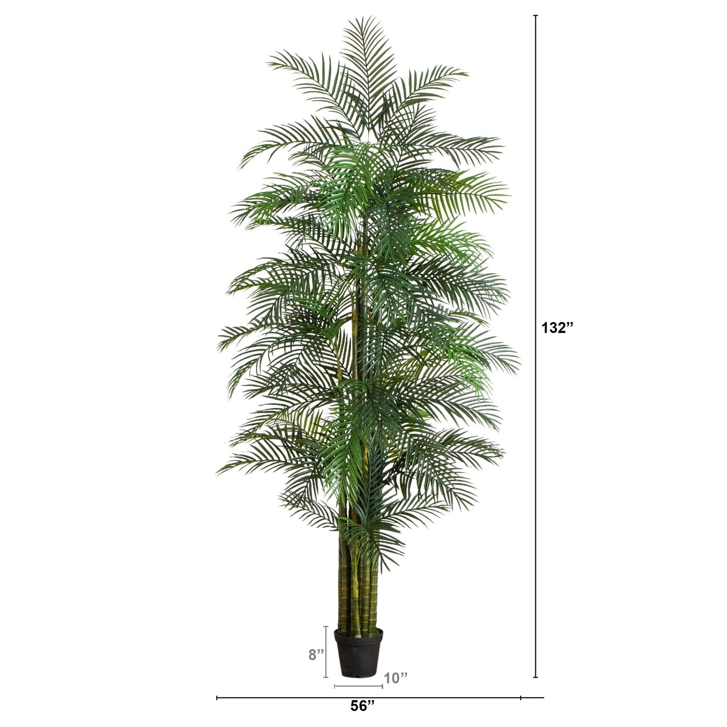 Artificial Areca Palm Tree 11' UV resistant indoor outdoor Nearly Natural in black pot on Tampa Home & Garden Store