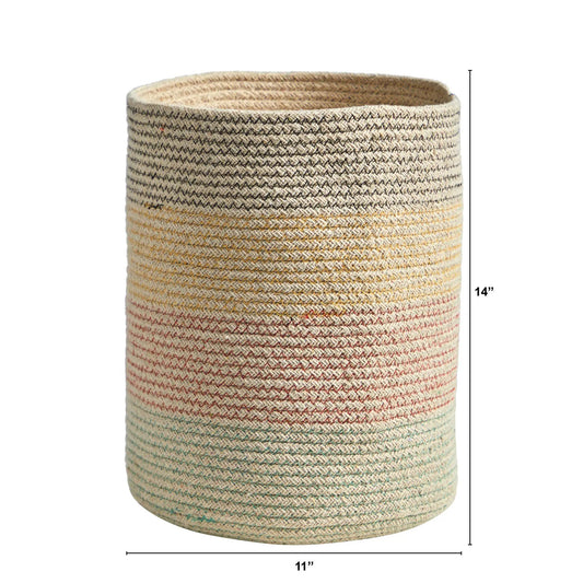 12 inch natural cotton multicolored woven planter with textured zigzag pattern on Tampa Home & Garden Store