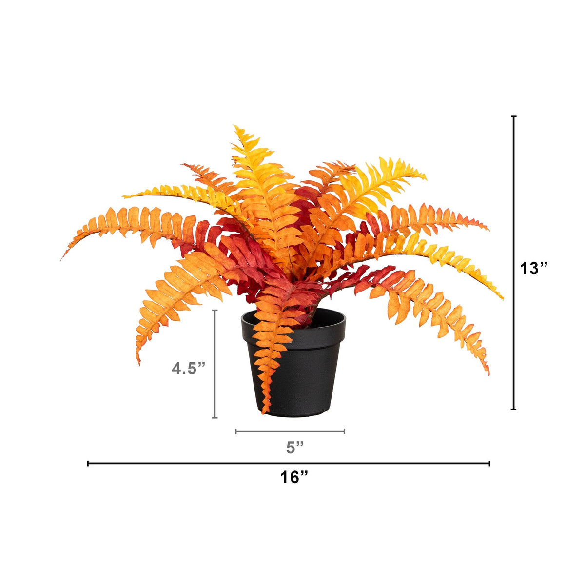 13in Autumn Boston Fern artificial plant by Nearly Natural with orange-yellow fronds in pot on Tampa Home & Garden Store