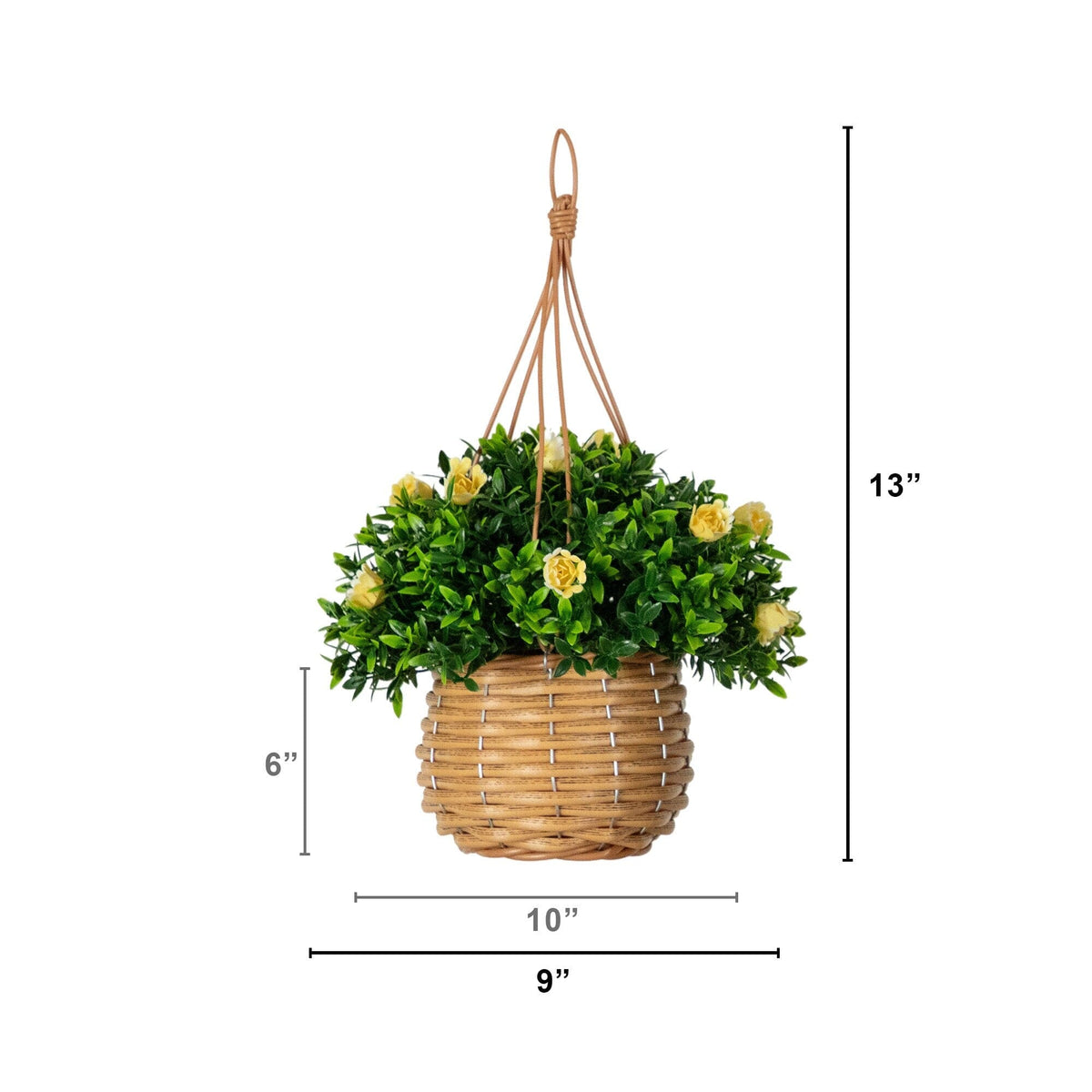 Hanging basket set of 2 UV resistant Nearly Natural mini roses and Aptenia in woven basket on Tampa Home & Garden Store