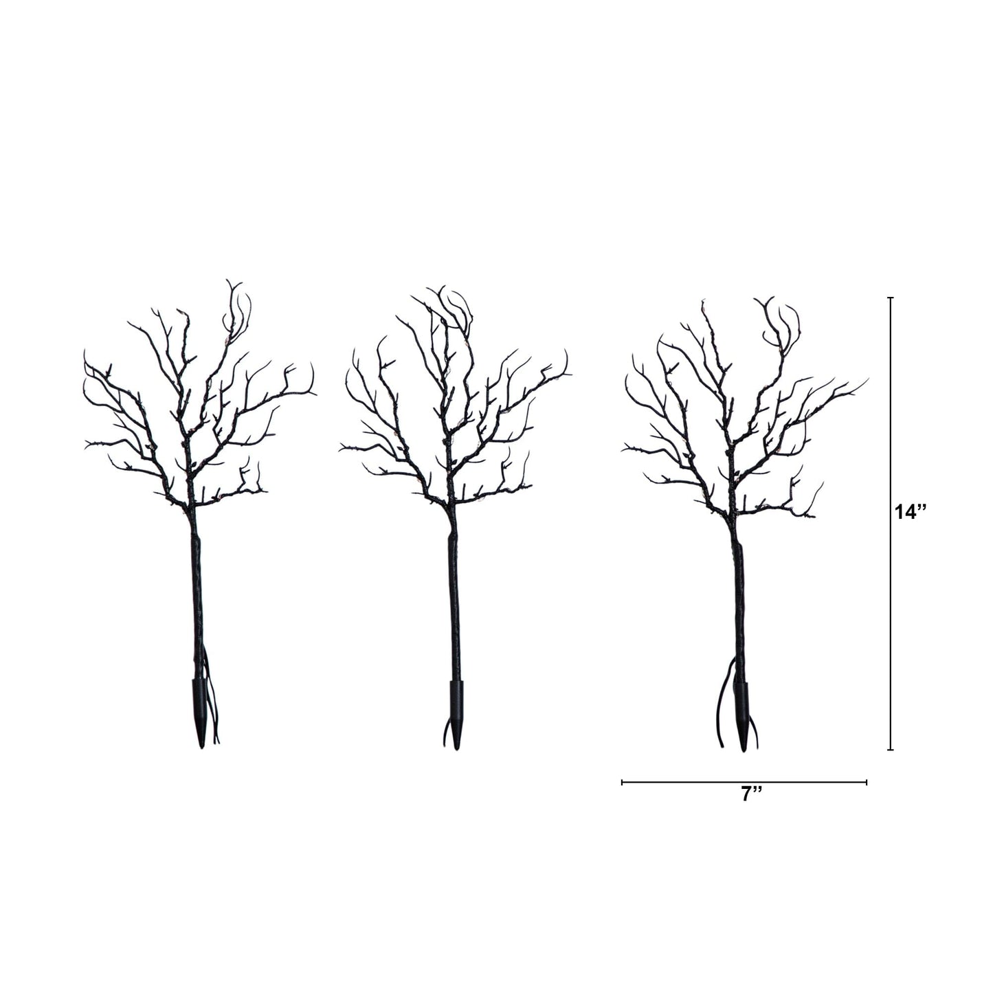 Nearly Natural 14in pre-lit Halloween black twig branches with 45 orange LEDs set of 3 on Tampa Home & Garden Store