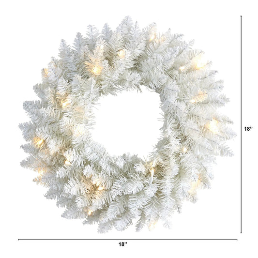 18” Colorado Spruce Artificial Christmas Wreath with 129 Bendable Branches and 20 Warm LED Lights - Tampa Home & Garden Store