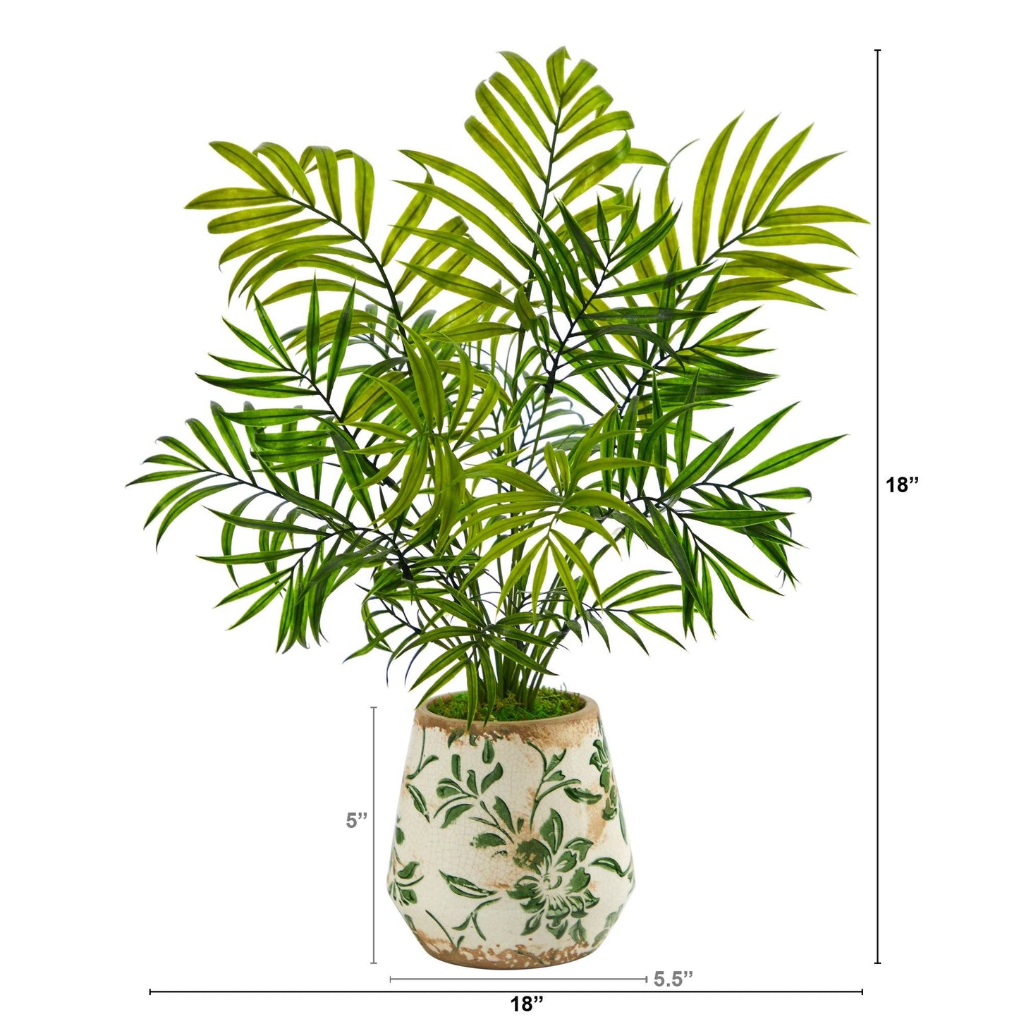 Mini palmera areca artificial de 45 cm en jarrón floral