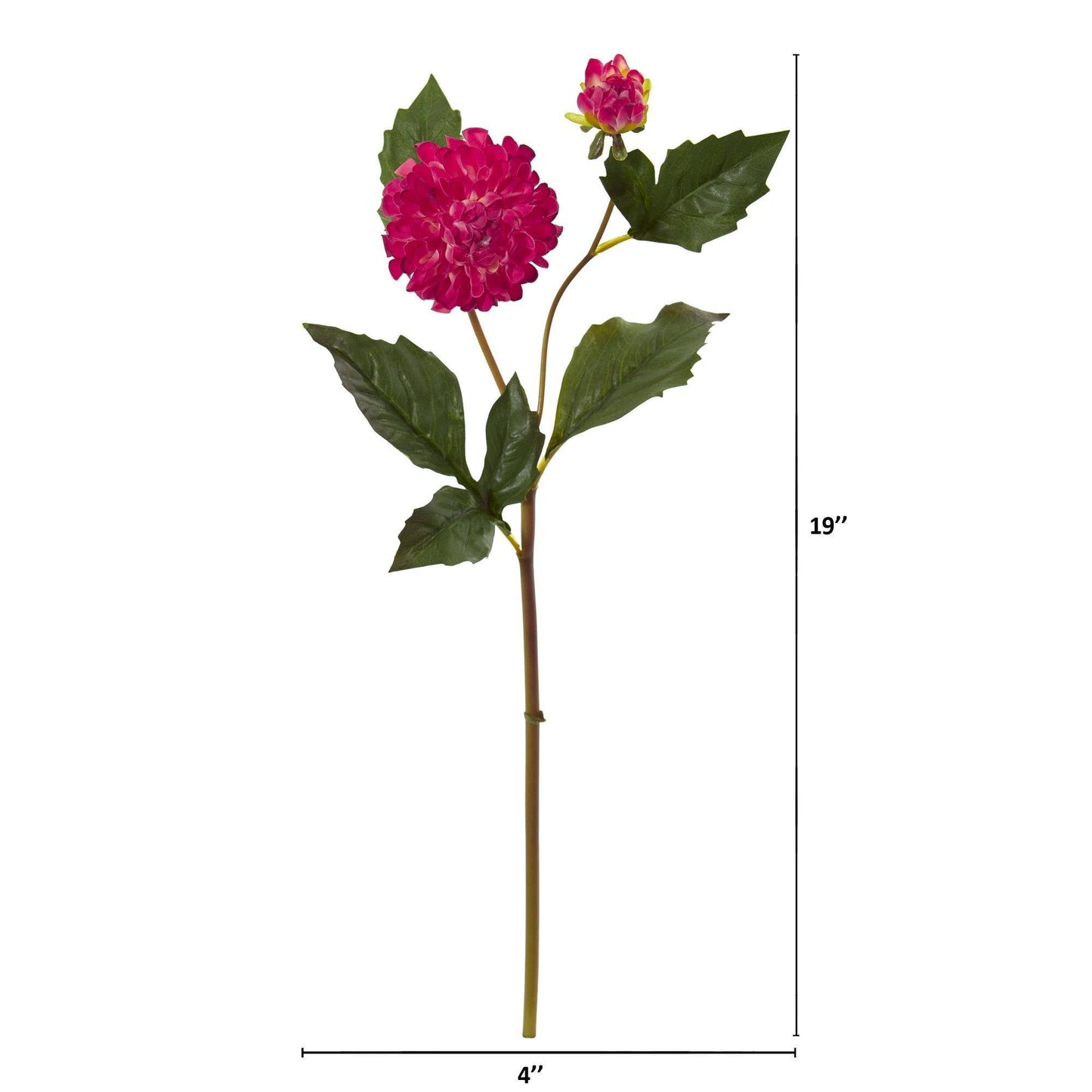 19 inch Dahlia artificial flower stem Nearly Natural pink bloom with green leaves set of 6 on Tampa Home & Garden Store