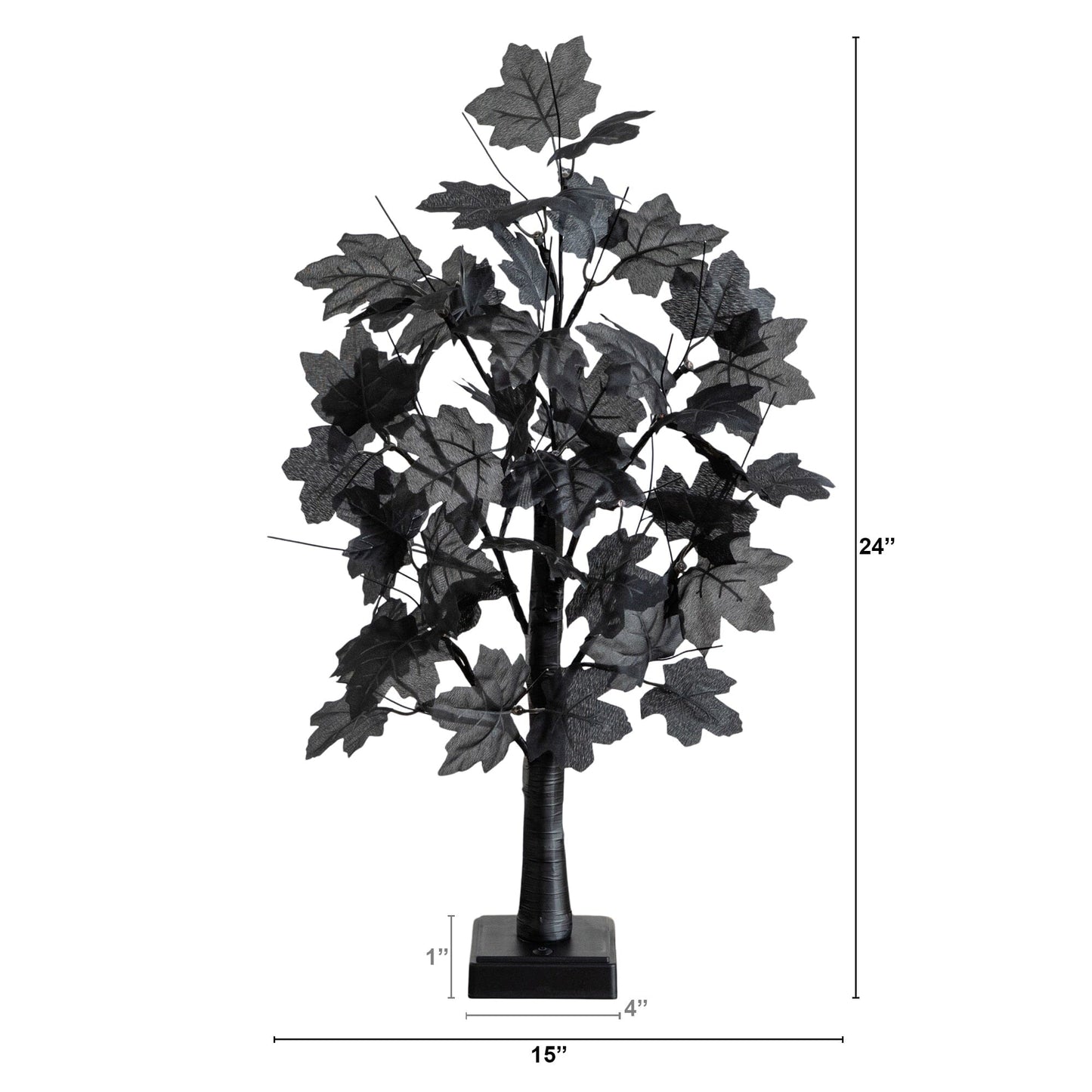 2' Pre-Lit Halloween Black Maple Tree Nearly Natural black leaves 24 orange/purple LEDs on Tampa Home & Garden Store