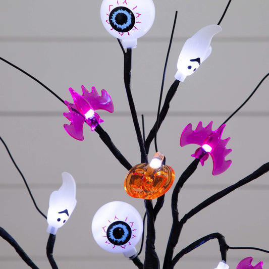 2' Pre-Lit Halloween Ornament Tree with eyeball LEDs, ghosts, bats and pumpkins Nearly Natural on Tampa Home & Garden Store