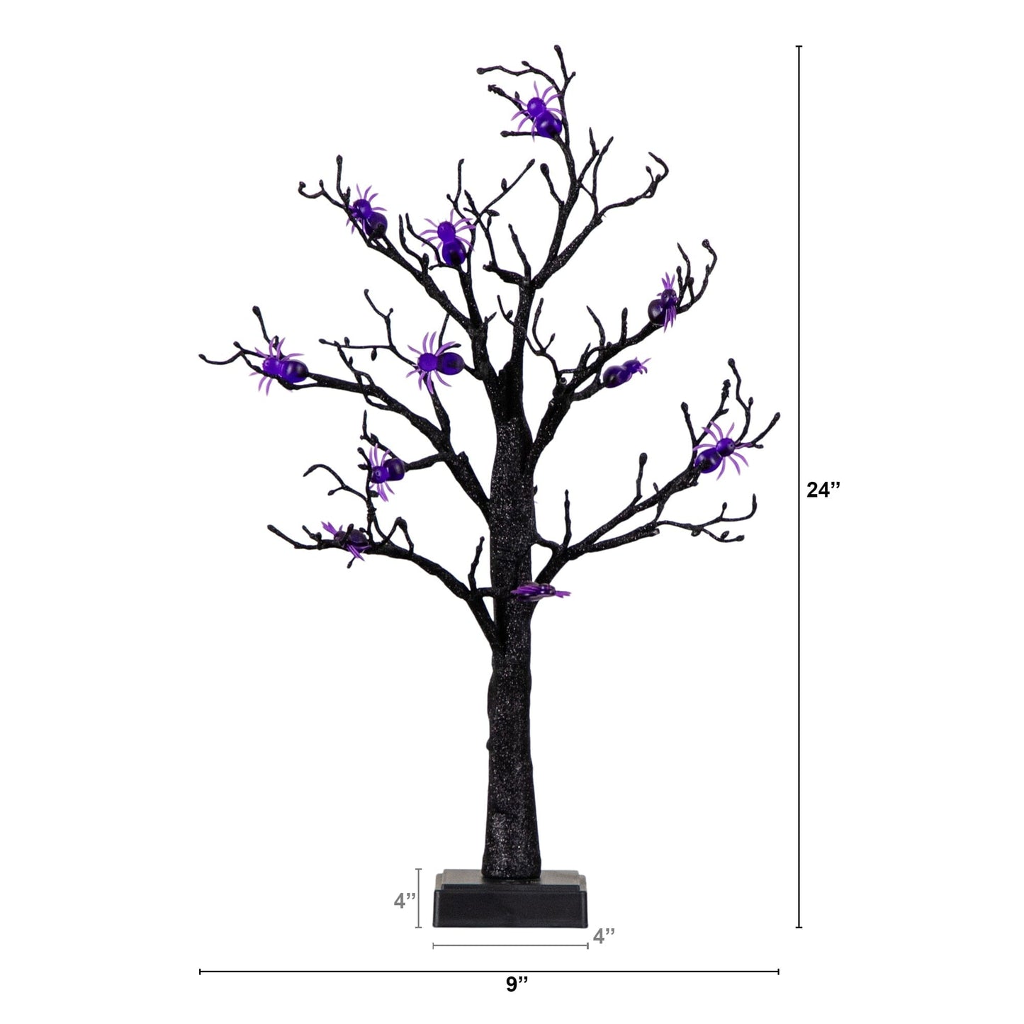 2' Pre-Lit Halloween Spider Twig Tree by Nearly Natural with black branches and 24 purple LEDs on Tampa Home & Garden Store