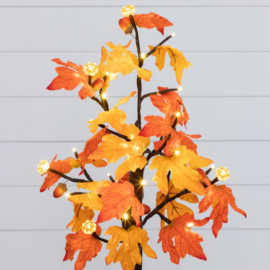2' orange autumn maple artificial tree with 24 warm white pumpkin lights detachable base on Tampa Home & Garden Store