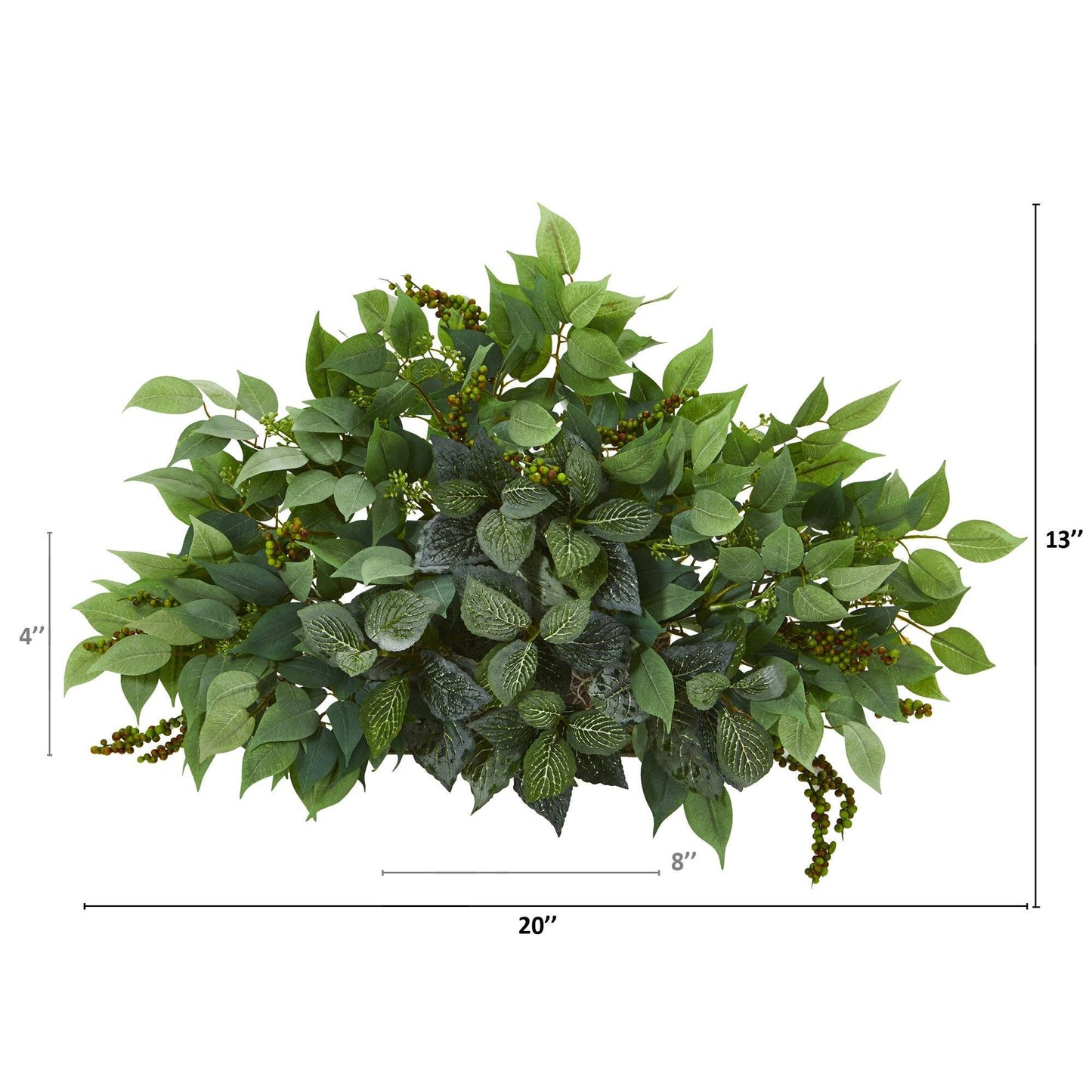 Plante artificielle de 20 pouces, mélange de ficus et de fittonia