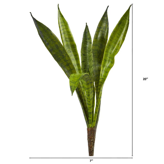 Sansevieria artificial plant set of six, 20-inch tall with green leaves on Tampa Home & Garden Store