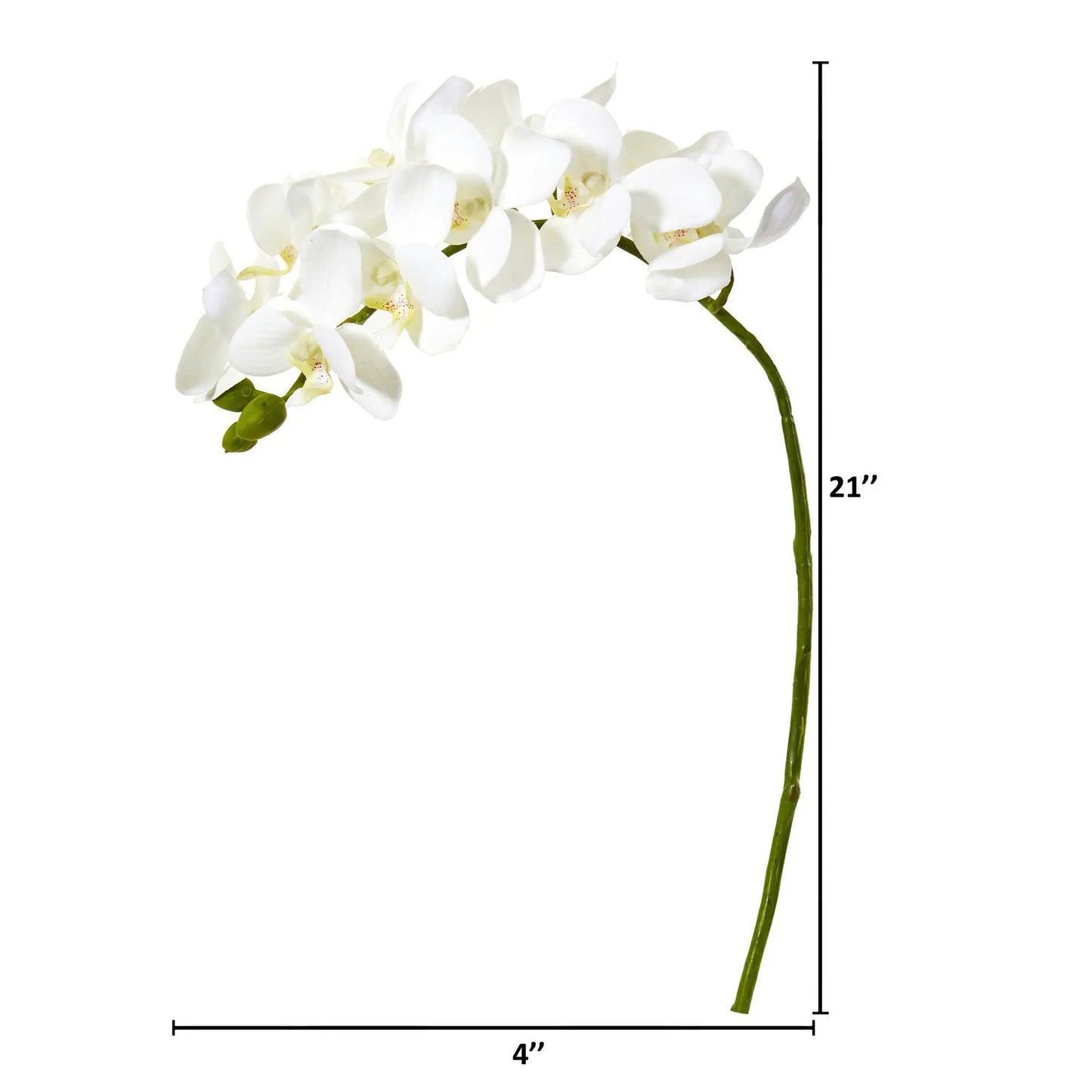 Artificial Phalaenopsis orchid stem set of 6, 21 inches, white blooms for wedding decor on Tampa Home & Garden Store
