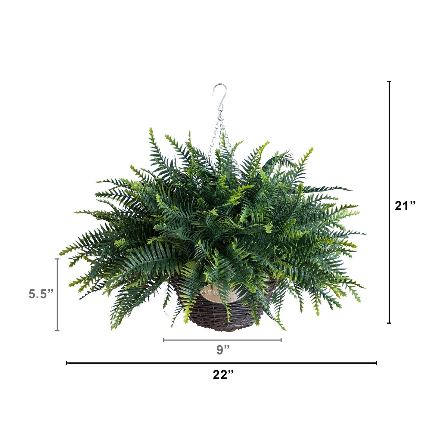 Nearly Natural 21in UV-resistant artificial fern hanging basket indoor/outdoor set of 2 on Tampa Home & Garden Store