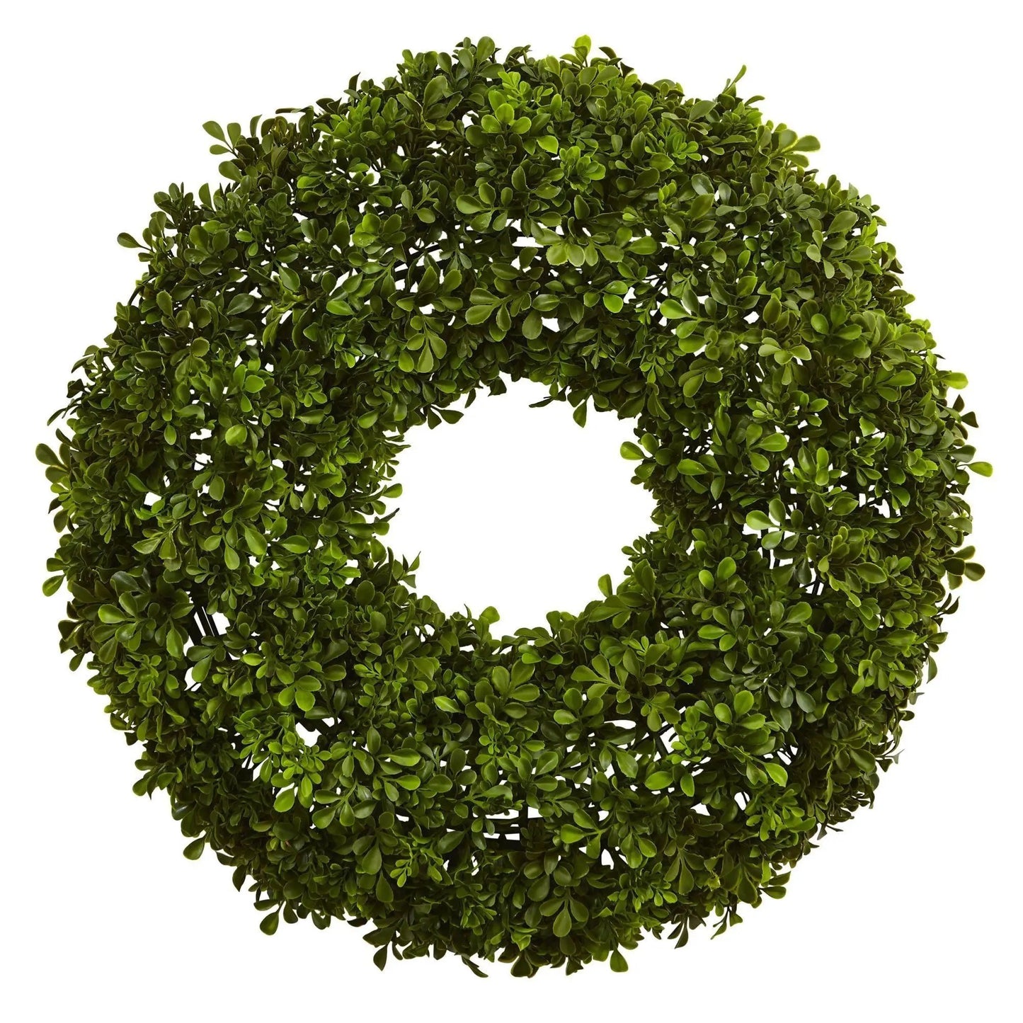 Boxwood wreath 22-inch by Nearly Natural with lush green leaves on Tampa Home & Garden Store