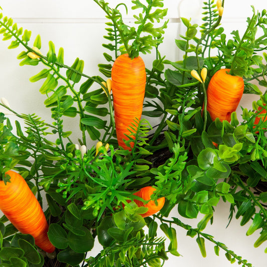 22 inch artificial Easter fern and carrot wreath with orange carrots and green foliage on Tampa Home & Garden Store