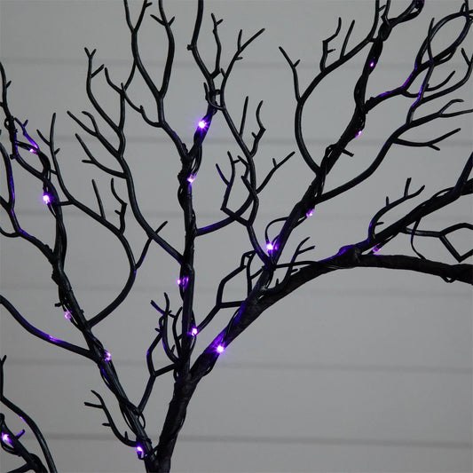 Wreath 23in Halloween black twig wreath with purple LED lights on Tampa Home & Garden Store