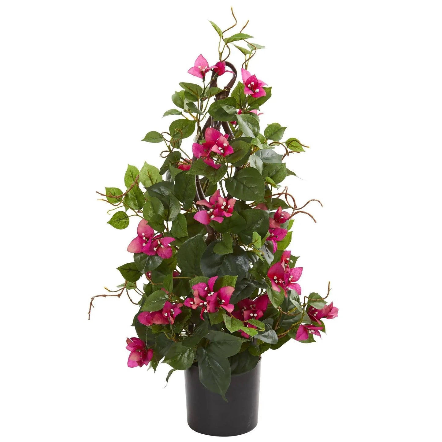 Bougainvillea faux climbing plant 24-inch pink blooms green leaves in black pot on Tampa Home & Garden Store