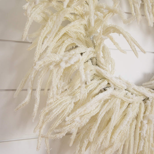 24-inch Artificia Real Touch White Norfolk Island Pine Wreath by Nearly Natural on Tampa Home & Garden Store