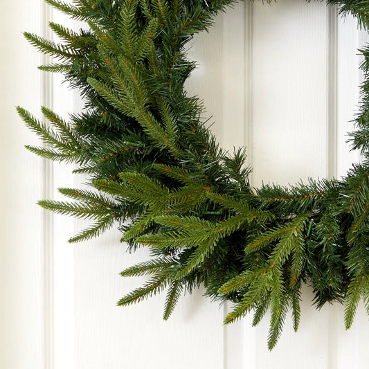 24” Long Pine Artificial Christmas Wreath with 35 Clear LED Lights - Tampa Home & Garden Store