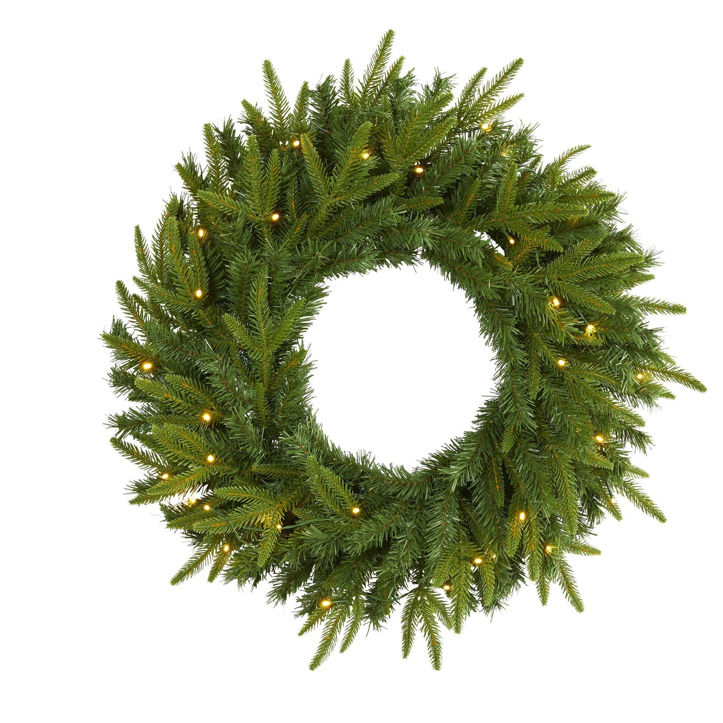 24 Inch Pine Artificial Wreath with LED Lights Nearly Natural green needles warm white LEDs on Tampa Home & Garden Store