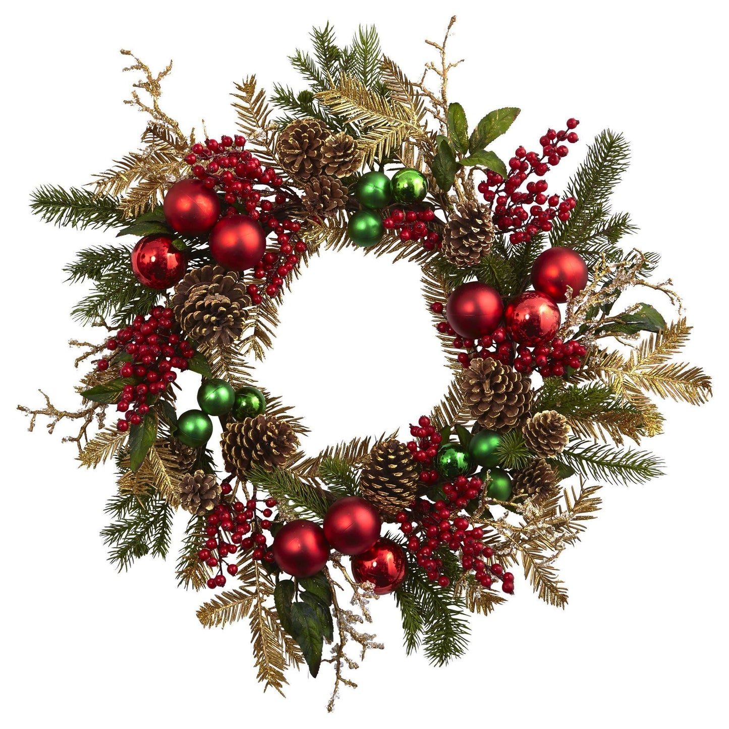 24” Ornament, Pine & Pine cone Wreath