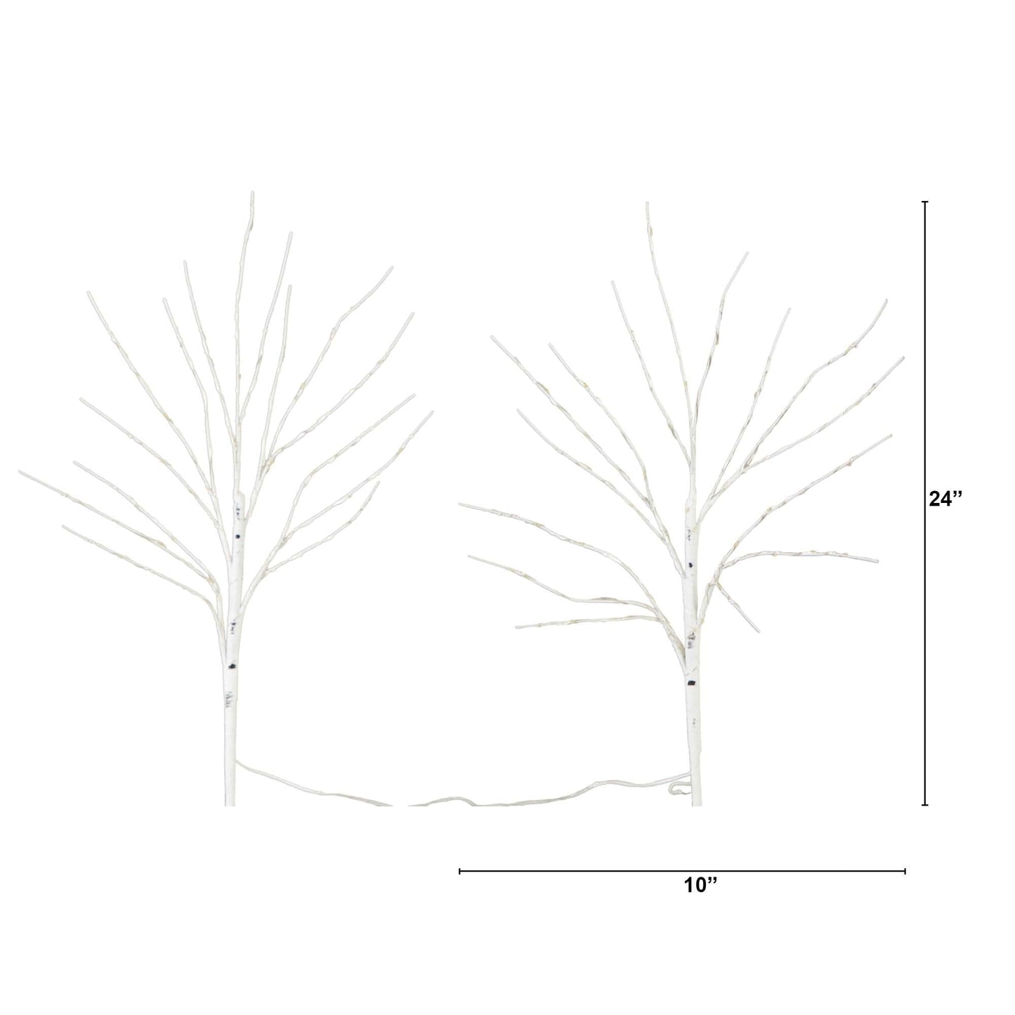 24in pre-lit artificial white birch branches, set of 2, Nearly Natural, 80 warm white LEDs on Tampa Home & Garden Store