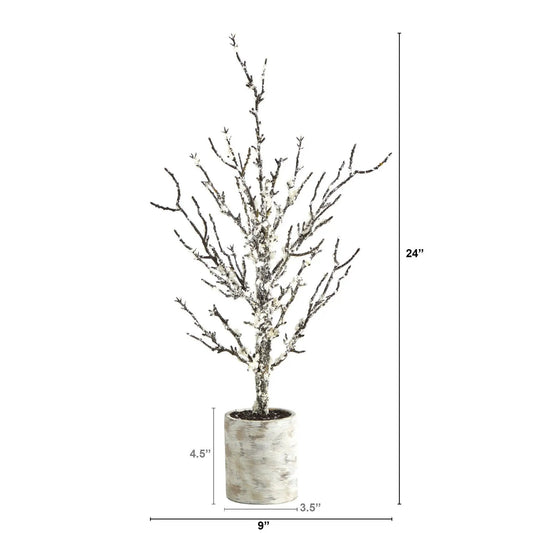 24” Snowed Twig Artificial Christmas Tree in Decorative Planter - Tampa Home & Garden Store