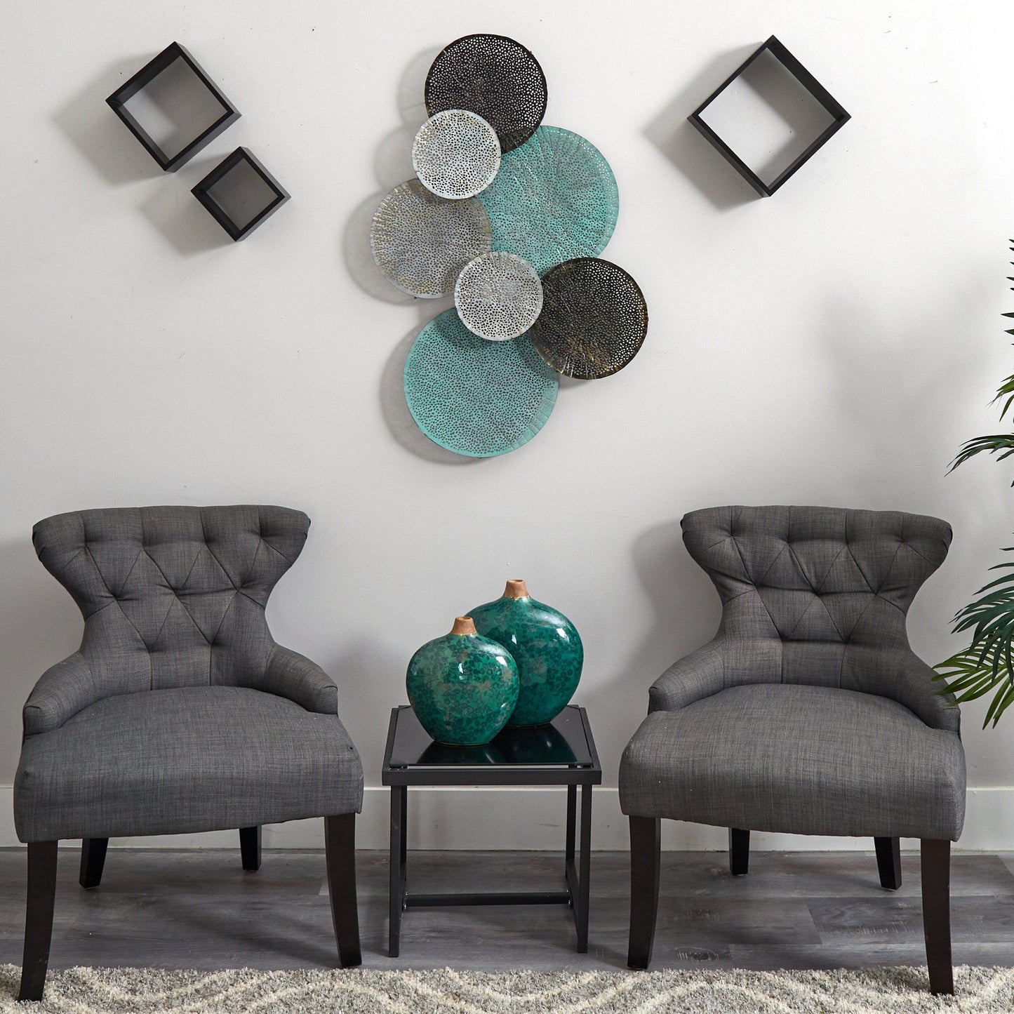 Decoración de pared de metal en capas de 2,5' x 1'