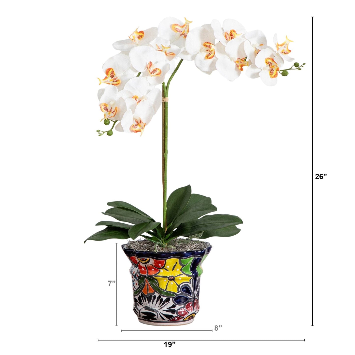 Artificial Double Orchids in Talavera Planter
